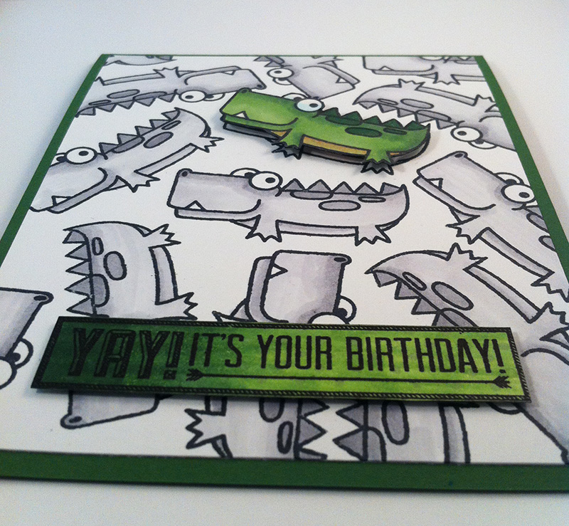 Handmade card with crocodile